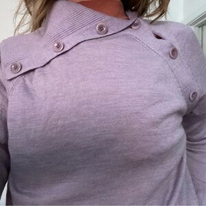 GAP Lilac Button-Accent 100% wool soft Sweater